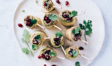 Rollitos de calabacin marinado aperitivo vegano
